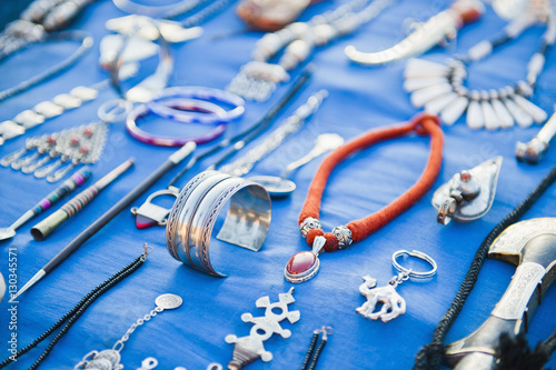 Berber jewellery and Moroccan knives for sale at the Dades Gorge, Dades Valley, Morocco  photo