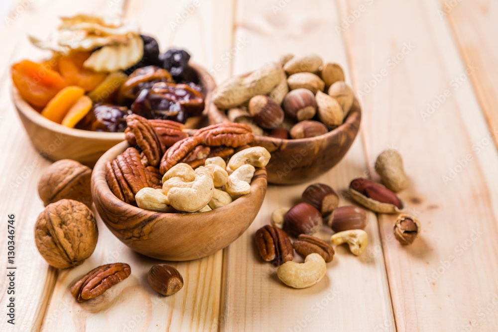 Selection of dried fruits and nuts as symbols Tu Bishvat Selection of dried fruits and nuts as symbols Tu Bishvat