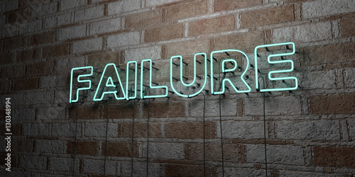 FAILURE - Glowing Neon Sign on stonework wall - 3D rendered royalty free stock illustration. Can be used for online banner ads and direct mailers..