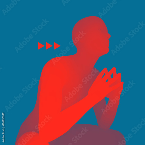 Man in a Thinker Pose. 3D Model of Man. Vector Illustration.