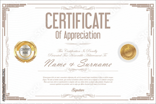 Certificate retro design template 
