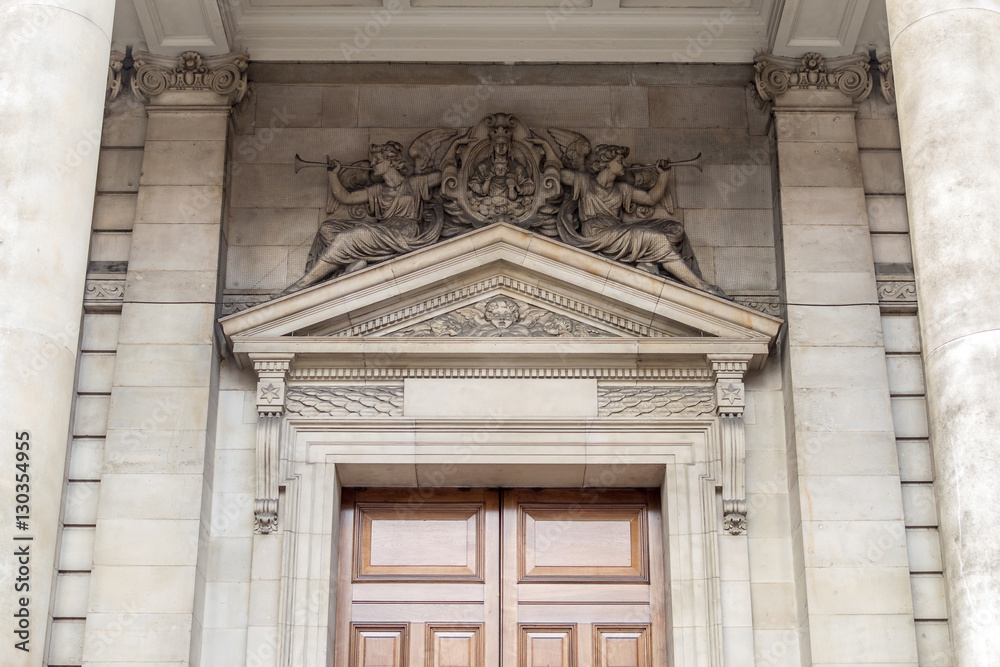 Oratory London Sculpture and Pediment above main door