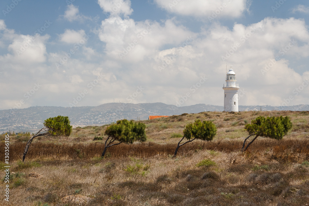 Lighthouse standing on the ruins of the ancient city of Pafos, C