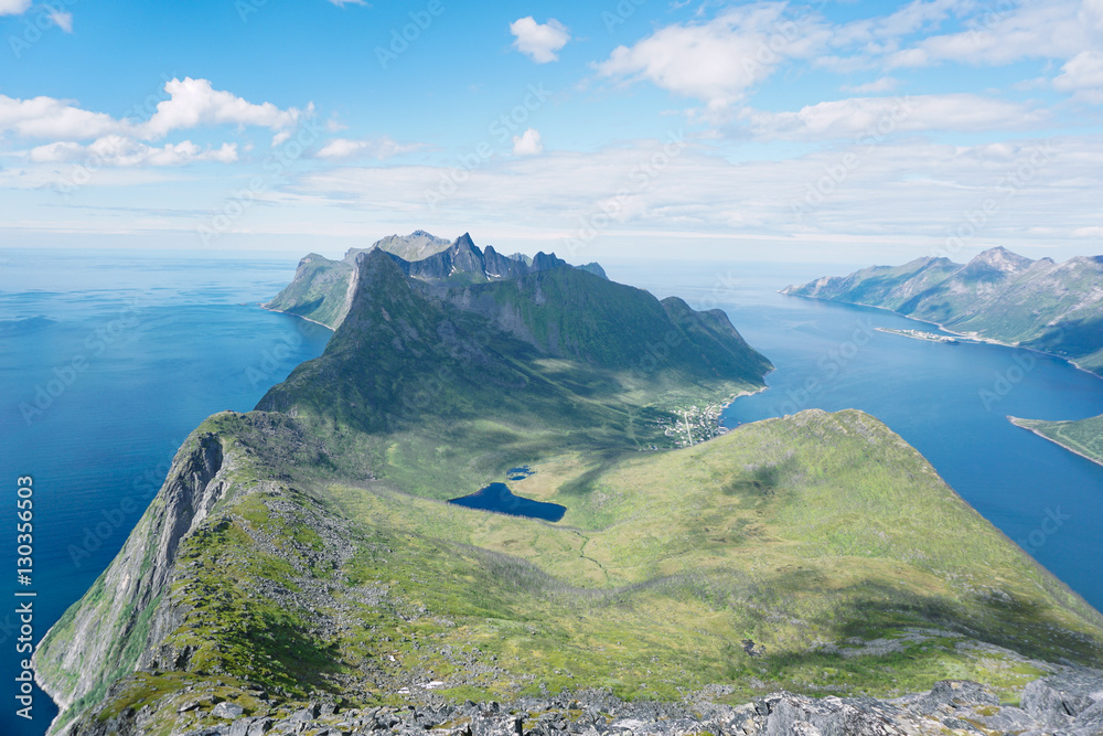 Naklejka premium Hiking to Barden Mountain, Senja, Norway