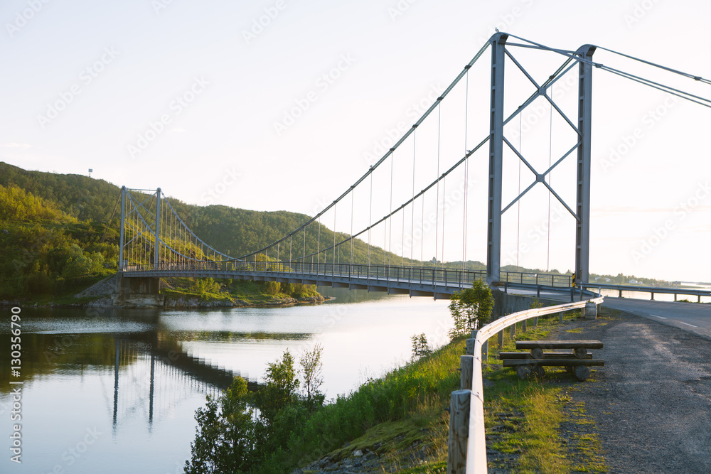 suspension bridge at the Senja island, Norway