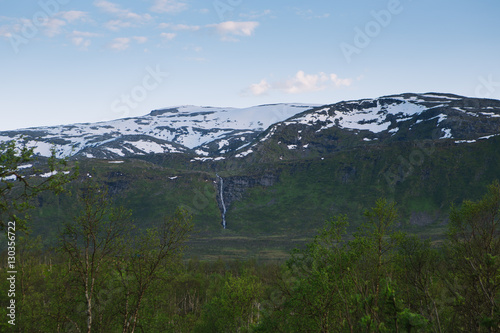 Norway landscape with mountain in background photo