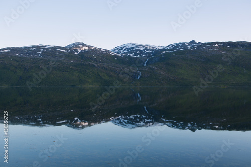 Norway landscape with mountain in background photo