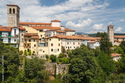 A view over facades of Cividale del Friuli medieval town, Italy