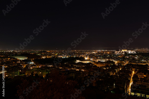 Athens Greece, panoramic night view