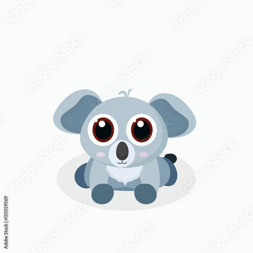 Vector illustration of cute little cartoon koala. 