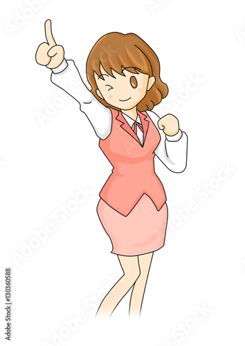 指差し　制服　女性　イラスト　素材