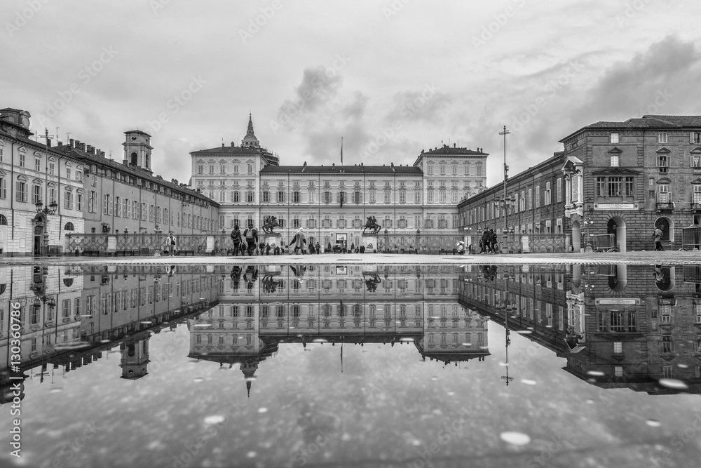 Piazza Castello in bianco e nero, Torino, Piemonte