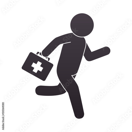 paramedic running with medical kit vector illustration design
