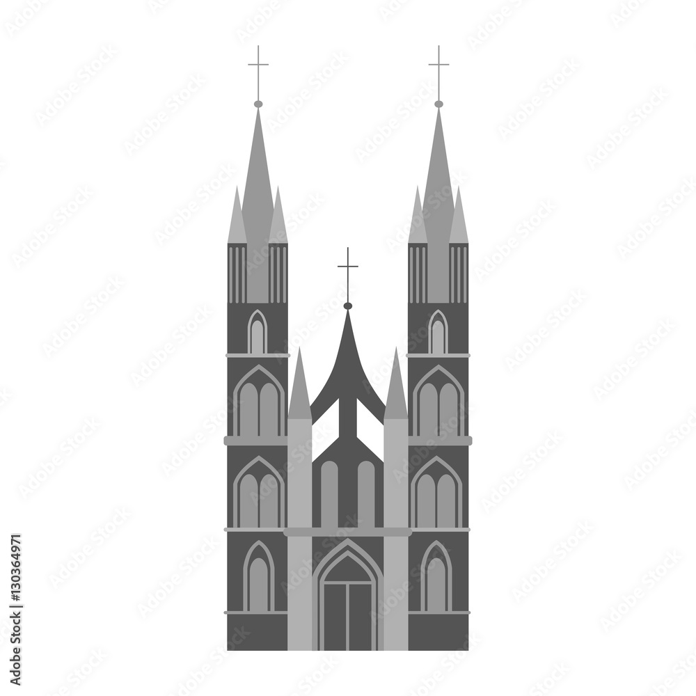Fototapeta premium Isolated catholic church on white background