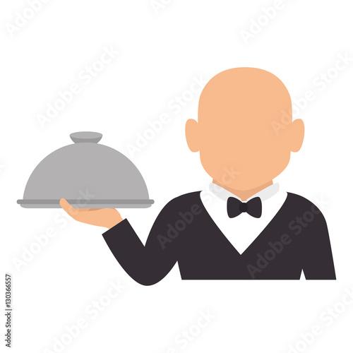 elegant waiter character icon vector illustration design