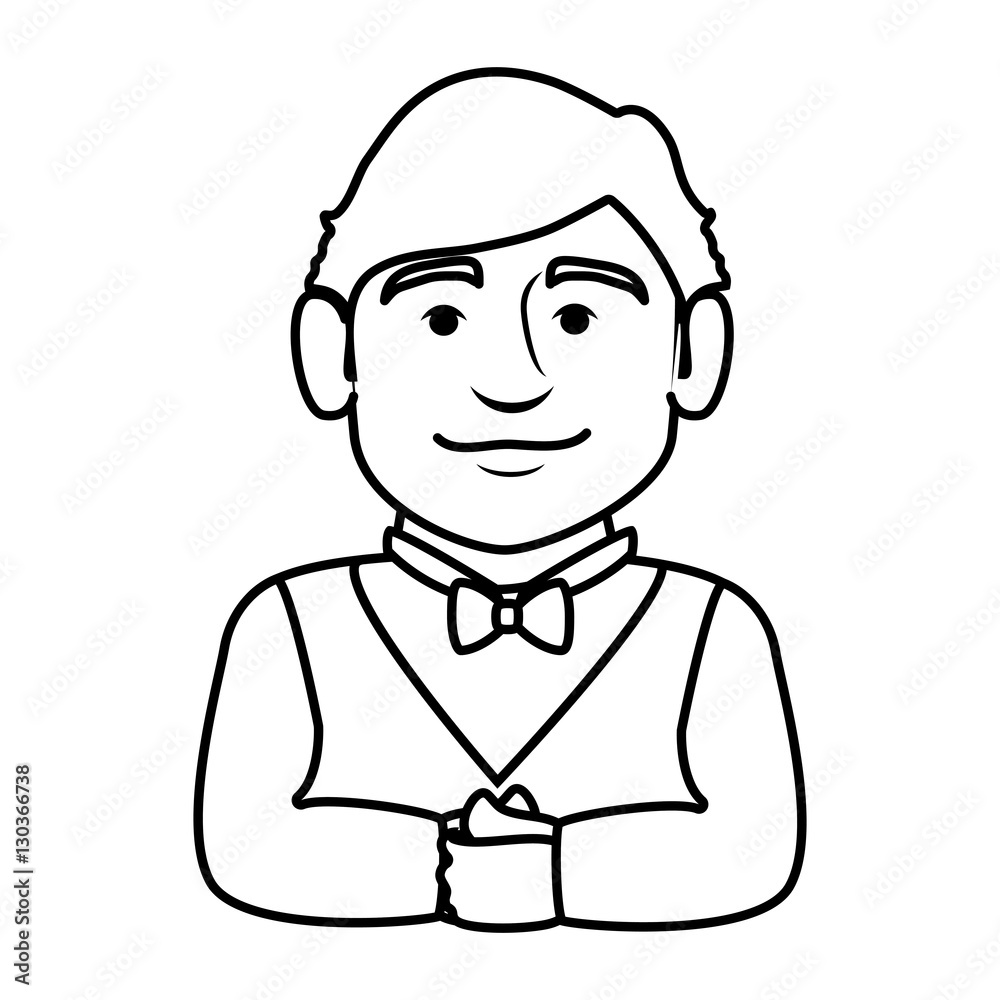 elegant waiter character icon vector illustration design