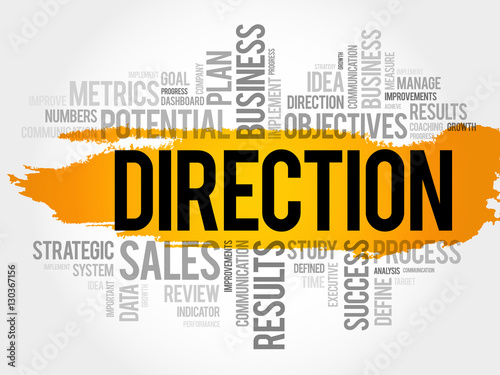 Direction word cloud, business concept