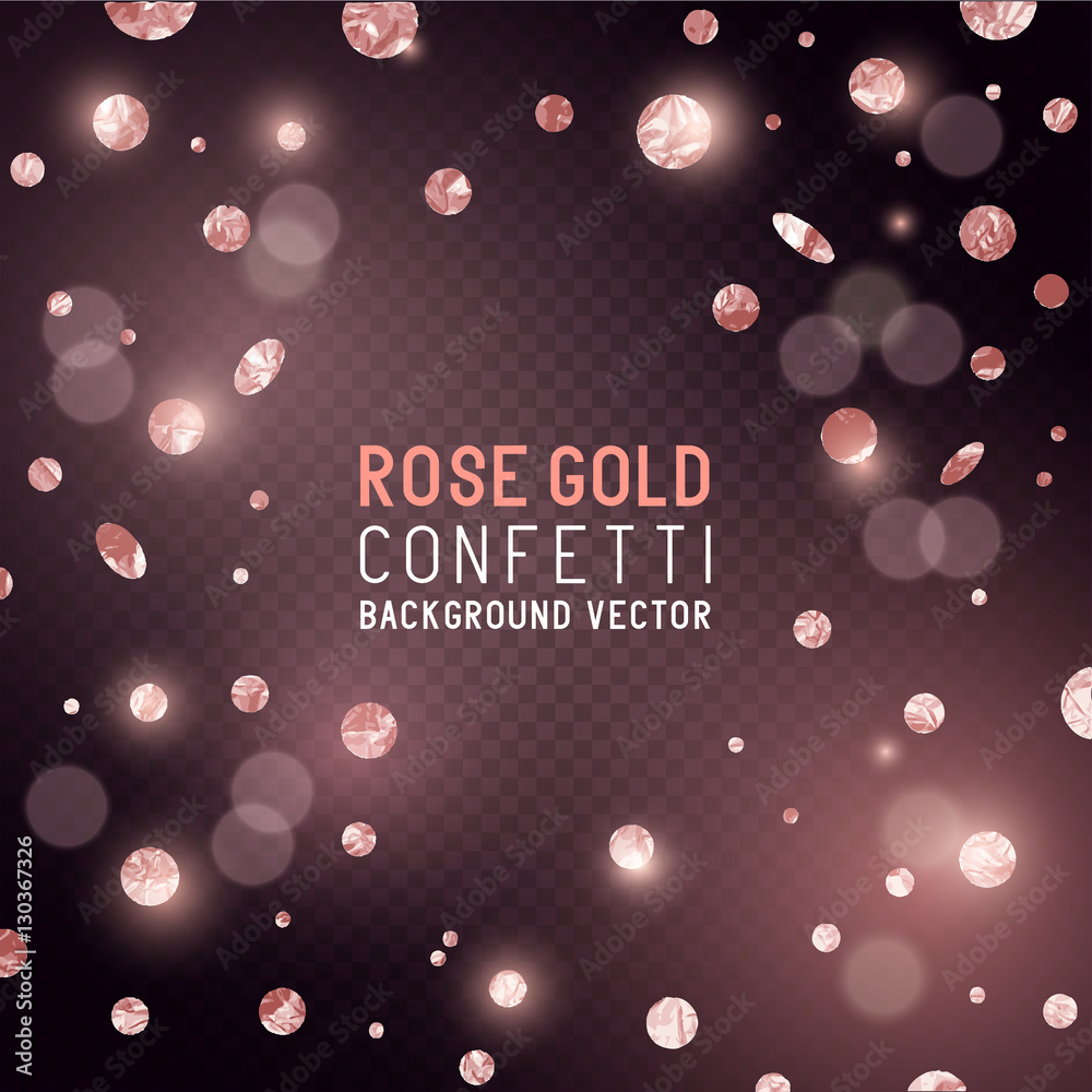 Rose Gold glitter Confetti party background. Vector illustration Stock
