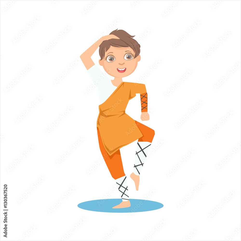 Boy In Shaolin Monk Orange Clothes Demonstrating Starting Stance On Karate Martial Art Sports Training Cute Smiling Cartoon Character Boy In Shaolin Monk Orange Clothes Demonstrating Starting Stance On Karate Martial Art Sports Training Cute Smiling Cartoon Character