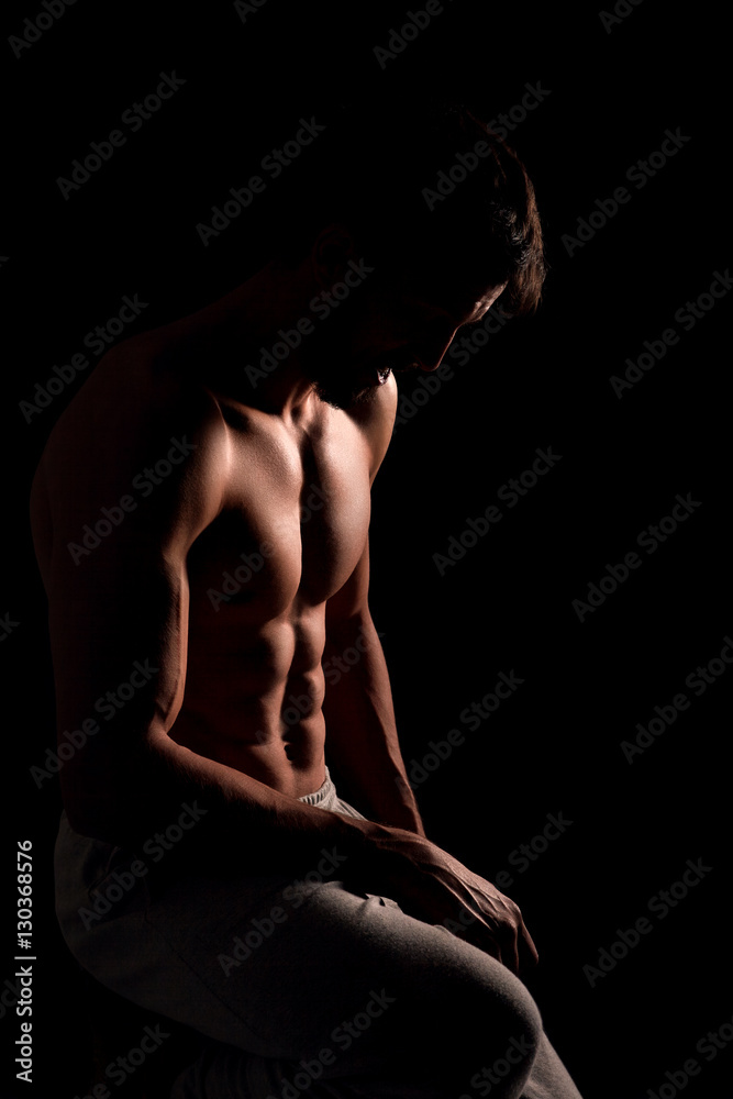 Naklejka premium Sexy young man shirtless