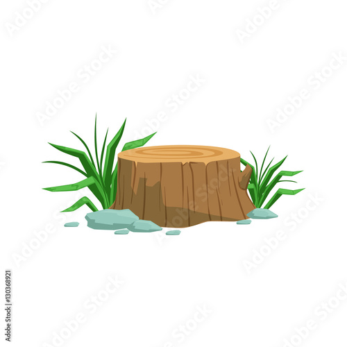 Freshly Cyt Stump Natural Landscape Design Element, Part Of Scenery In Nature Landscaping Constructor