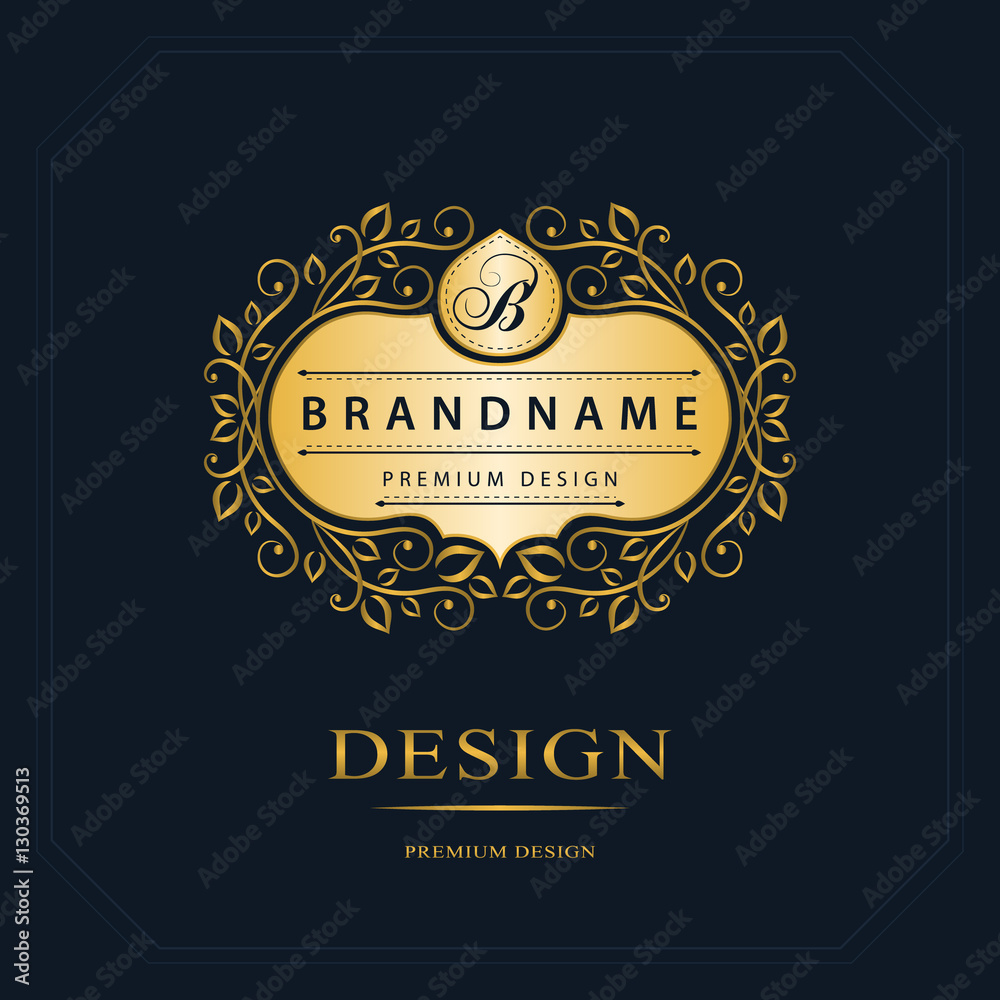 Monogram design elements, graceful template. Calligraphic elegant line art logo design. Letter emblem sign B for Royalty, business card, Boutique, Hotel, Heraldic, Jewelry. Vector illustration