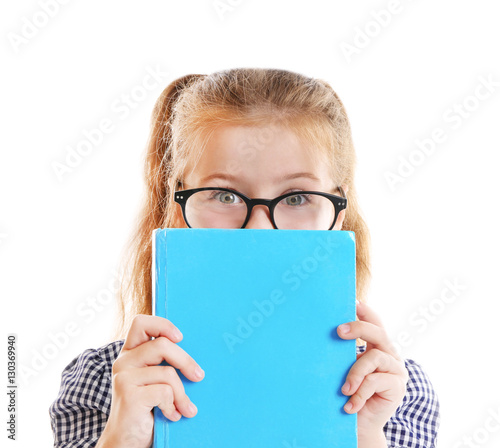Cute girl with book on whit...