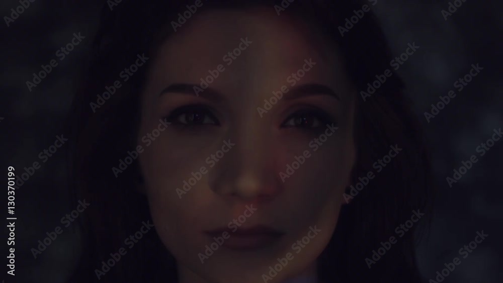 4k Abstract Shot of a Woman Face with Projector Reflection of Fire 4k Abstract Shot of a Woman Face with Projector Reflection of Fire