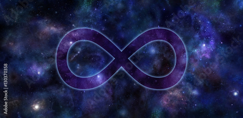 Photography Infinity Symbol Deep Space Banner - transparent slightly glowing outline of infi
