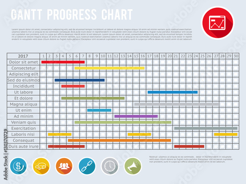 Project schedule chart or progress planning timeline graph