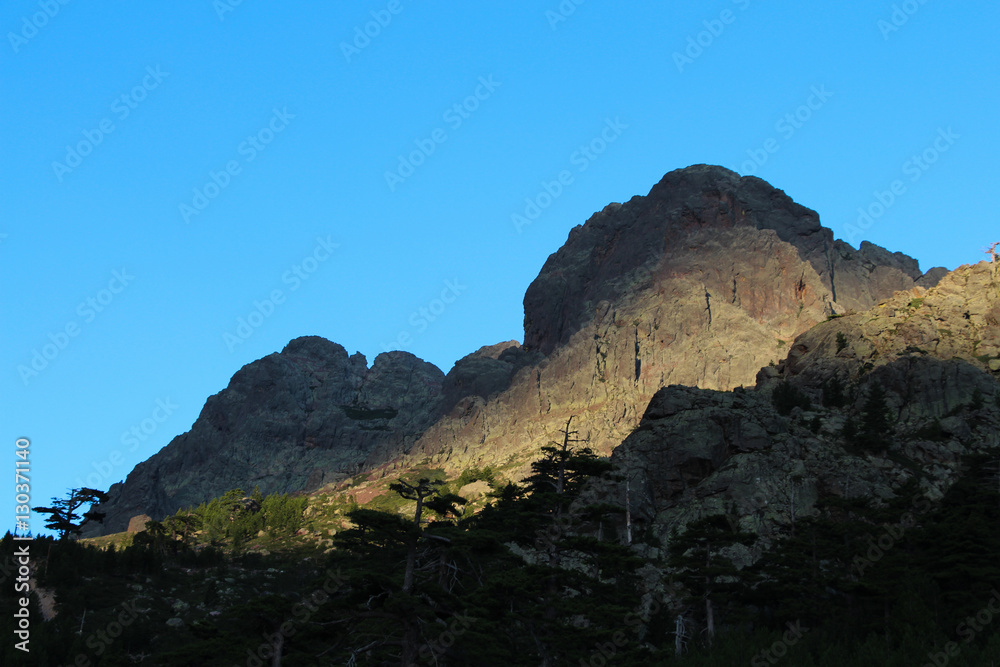 Mountain landscape at sunrise, Corse, France. GR20.