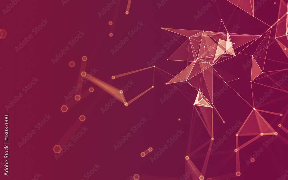 Abstract polygonal space low poly dark background, 3d rendering