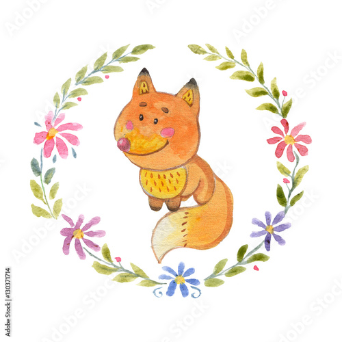 Fototapeta Naklejka Na Ścianę i Meble -  Cute fox Animal for kindergarten, nursery, children clothing, baby pattern