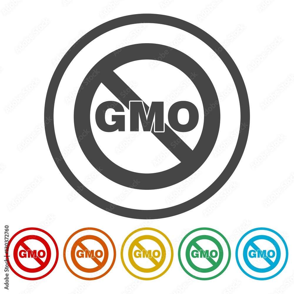 No GMO sign icons set No GMO sign icons set