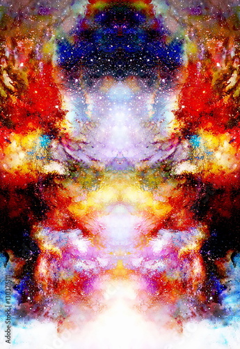 Cosmic space and stars, cosmic abstract background and glass effect.