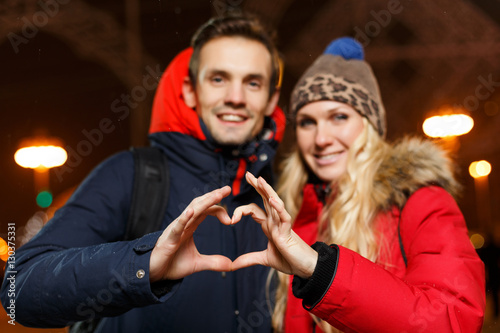 Loving couple in new year
