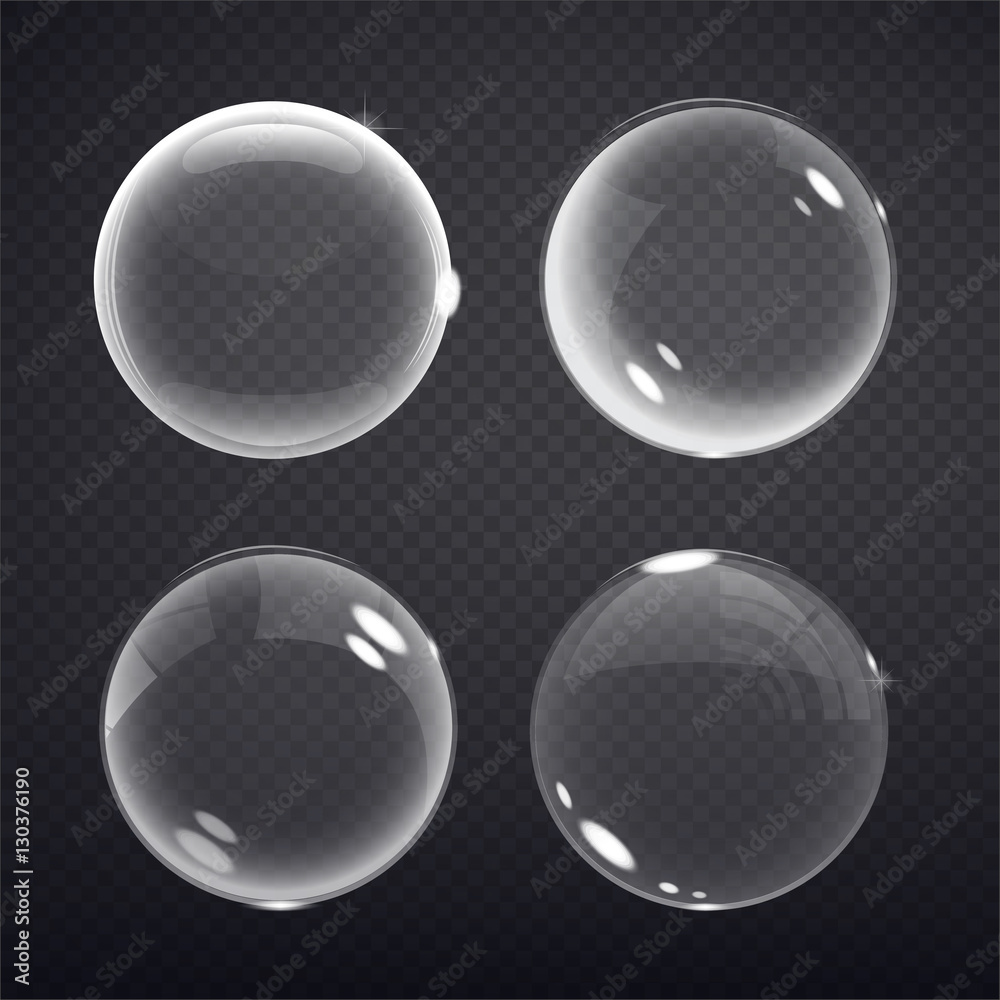 transparent balls. Buble on a transparent background. Vector ...
