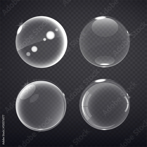 transparent balls. Buble on a transparent background. Vector illustration of soap bubbles on transparent background.