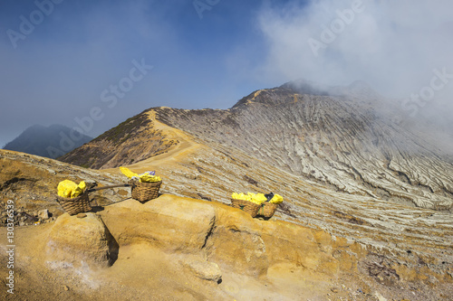 Kawah Ijen volcano ridge (Ijen crater), Banyuwangi, East Java, Indonesia photo