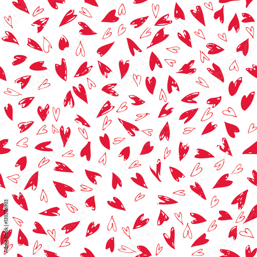 Seamless red heart pattern background. Seamfree vector heart wallpaper.