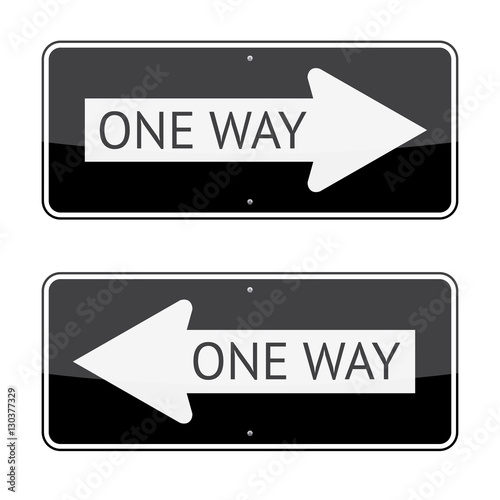 One way traffic signs isolated on white background