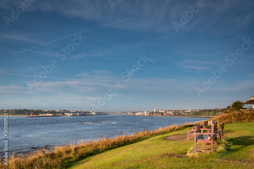 River Tyne Estuary  at the mouth of the River Tyne which is located between South Shields and Tynemouth  where it enters the North Sea  seen here looking upstream to North Shields