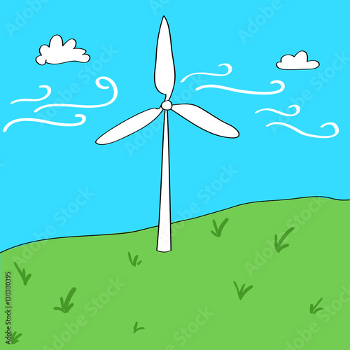 Wind energy concept cartoon style illustration