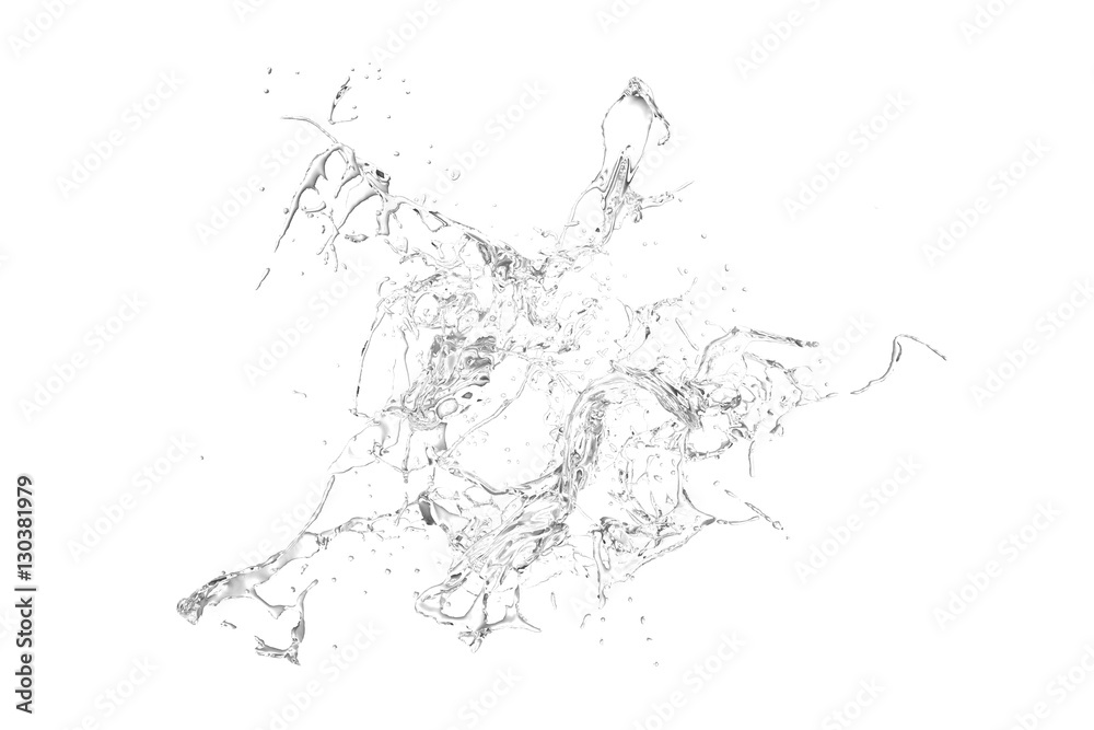 Isolated transparent splash of water splashing on a white backgr Isolated transparent splash of water splashing on a white backgr