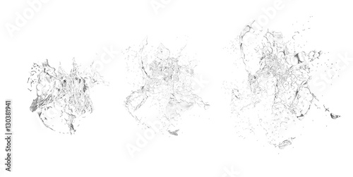 Isolated transparent splash of water splashing on a white backgr