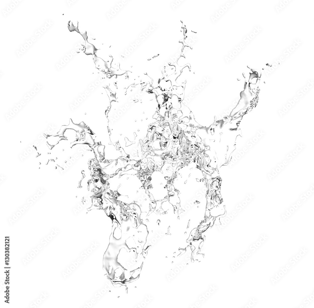 Isolated transparent splash of water splashing on a white backgr