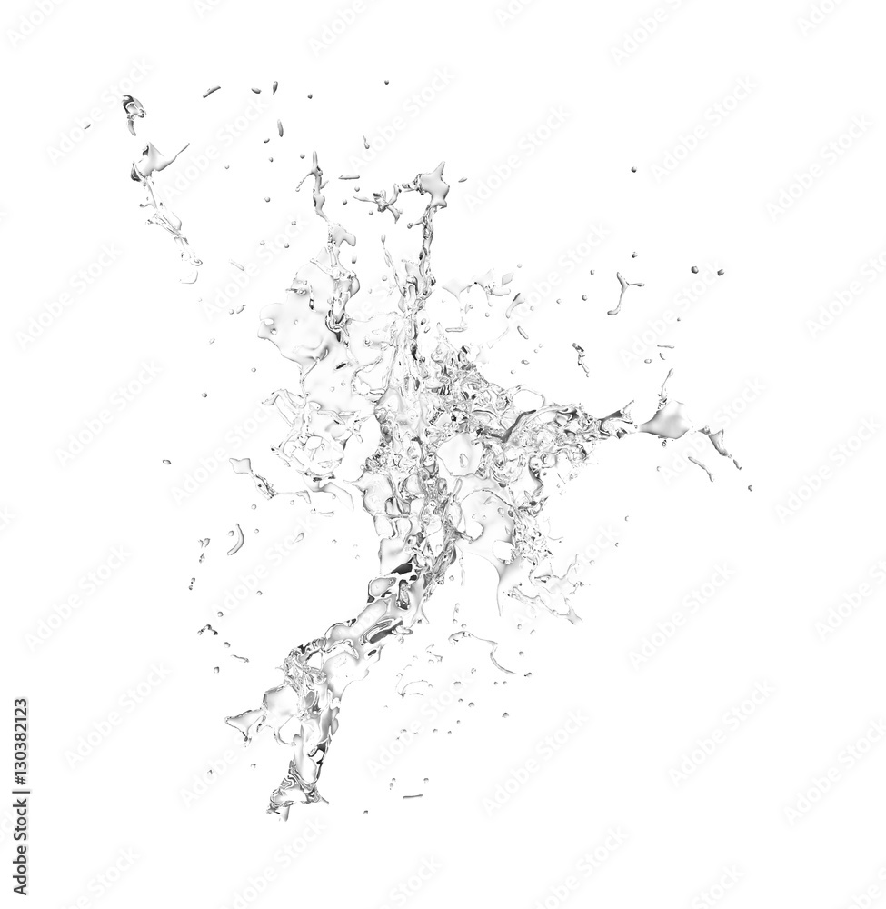 Fototapeta premium Isolated transparent splash of water splashing on a white backgr