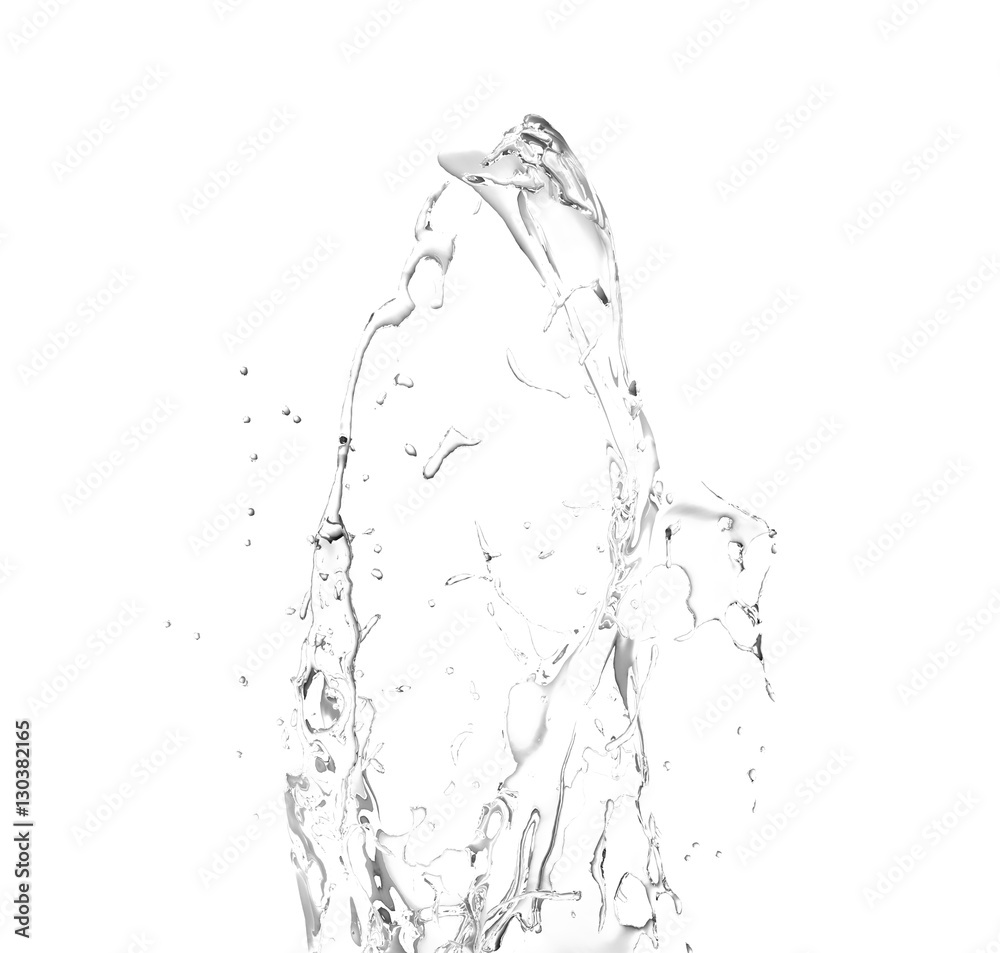 Isolated transparent splash of water splashing on a white backgr Isolated transparent splash of water splashing on a white backgr