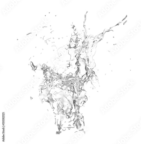 Isolated transparent splash of water splashing on a white backgr