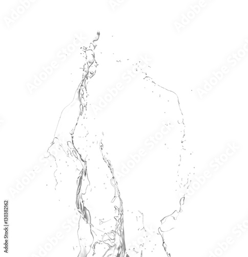 Isolated transparent splash of water splashing on a white backgr